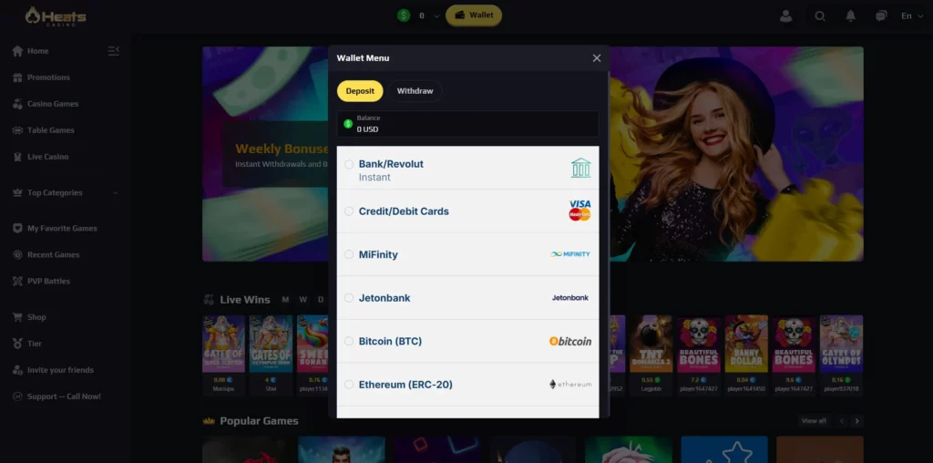 Payment restriction on Heat Casino.